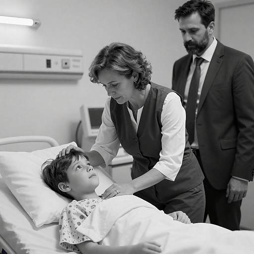 Monochrome Hospital Room Family Vigil