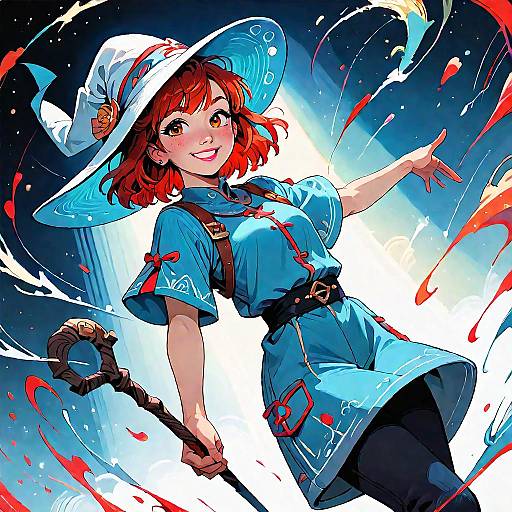 Cute Red-Haired Mage in Epic Pose