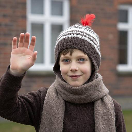 Portrait of a Smiling Boy in Knitwear