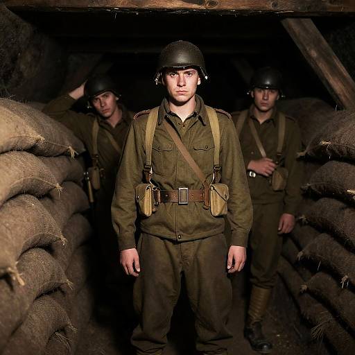 World War I Soldiers in Trench