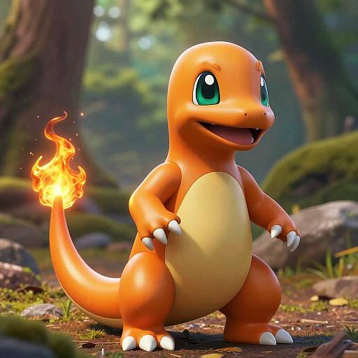 Realistic Charmander in Forest