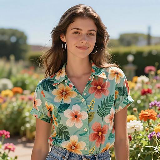 Vintage Mermaid Shirt in a Vibrant Garden