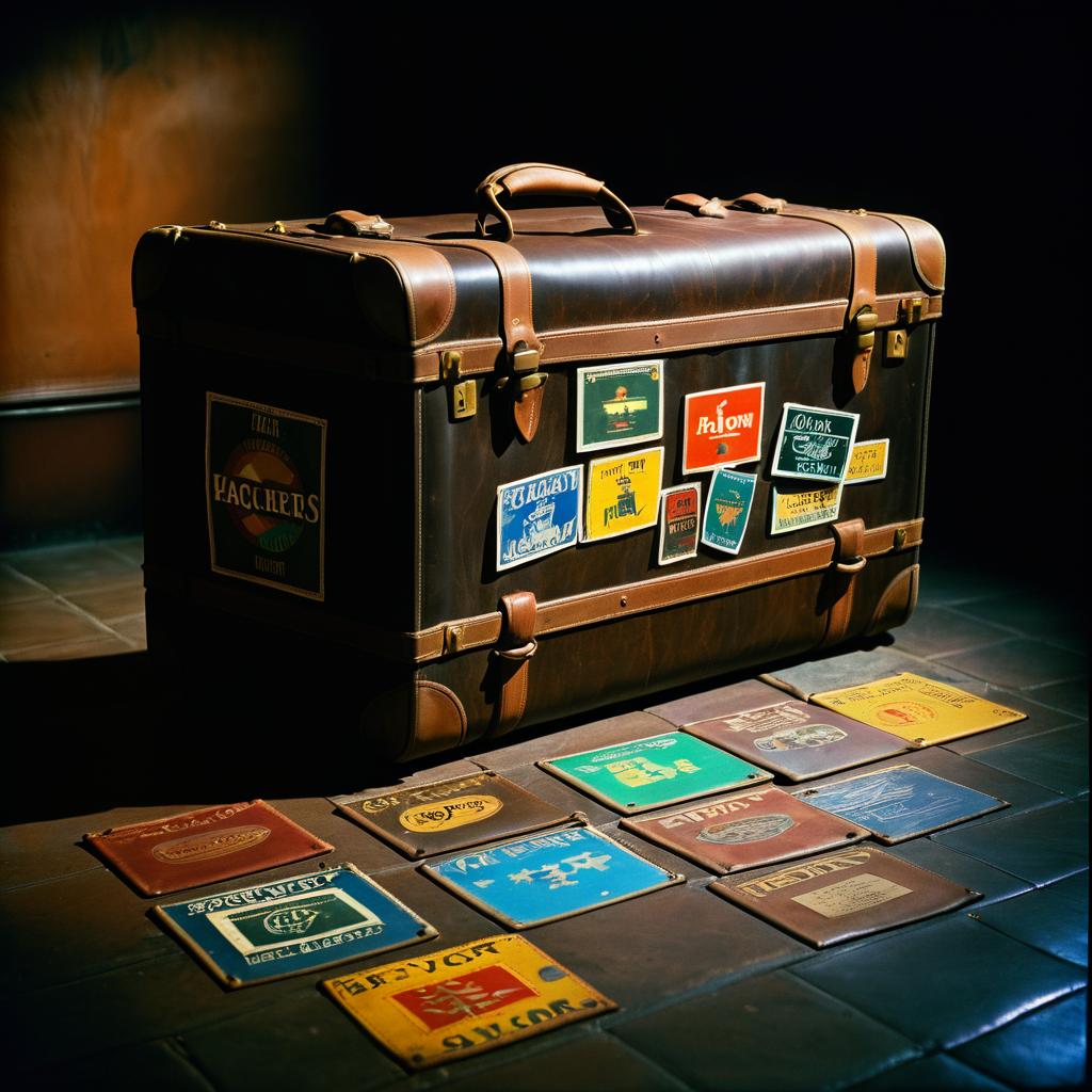 Timeless Chiaroscuro of Vintage Suitcase