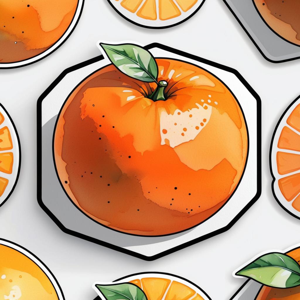 Vibrant Watercolor Orange Sticker Design