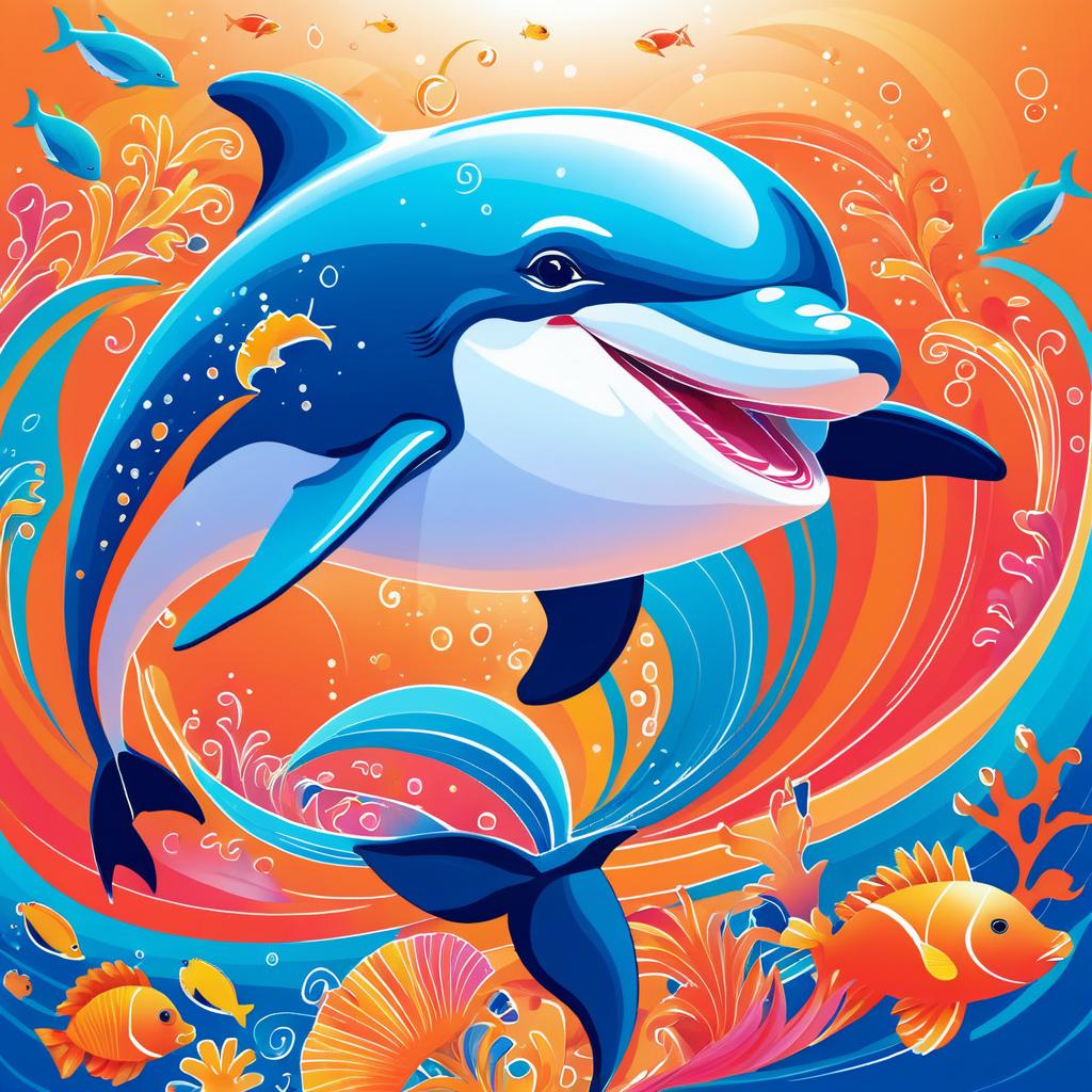 Playful Dolphin in Vibrant Ocean Scene