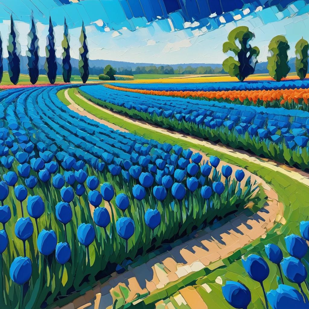 Modernist Tulip Fields in O'Keeffe Style