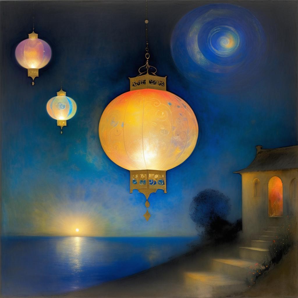 Ethereal Lantern in Dreamy Nightscape