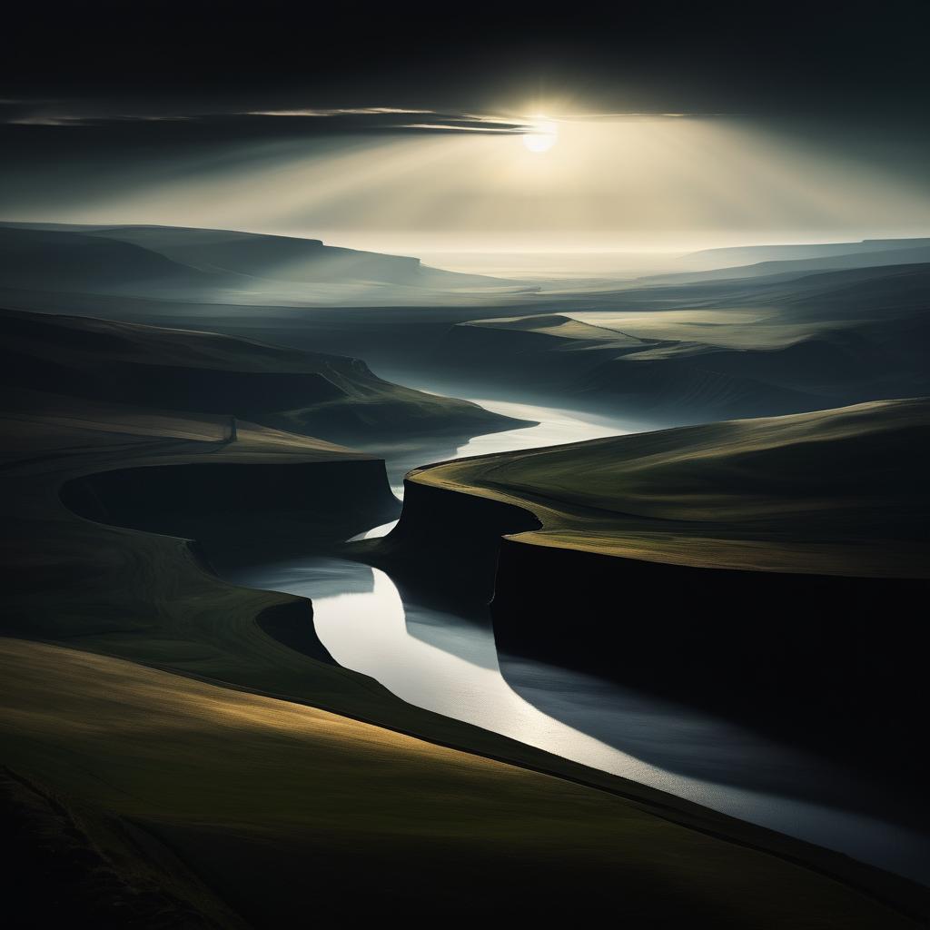 Mysterious Landscape with Long Shadows