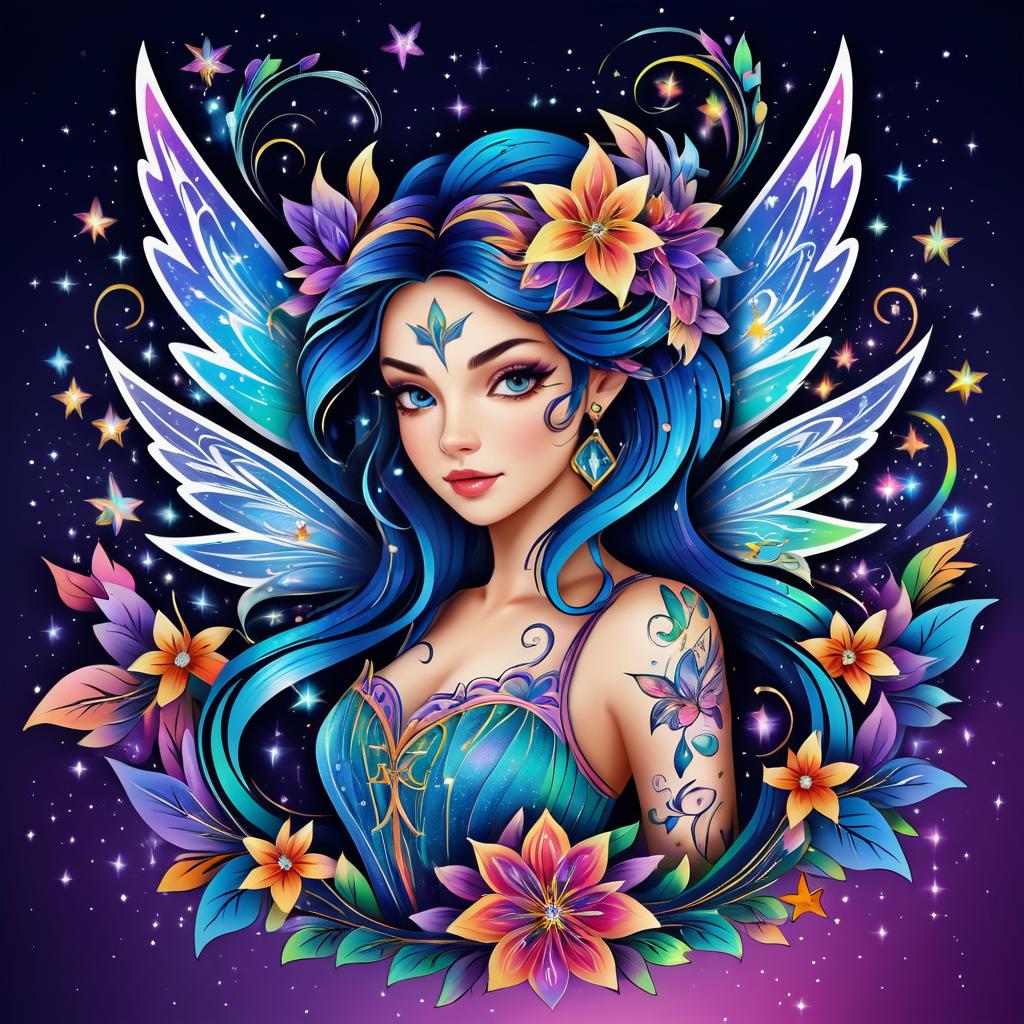 Vibrant Fairy Tattoo Logo Design