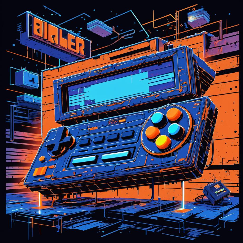 Retro Game Console with Glitch Effects