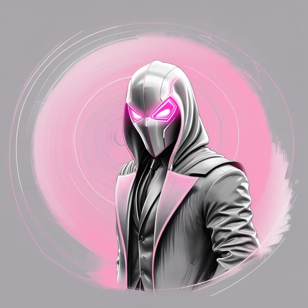 Pastel Pink and Grey Specter Sketch Art