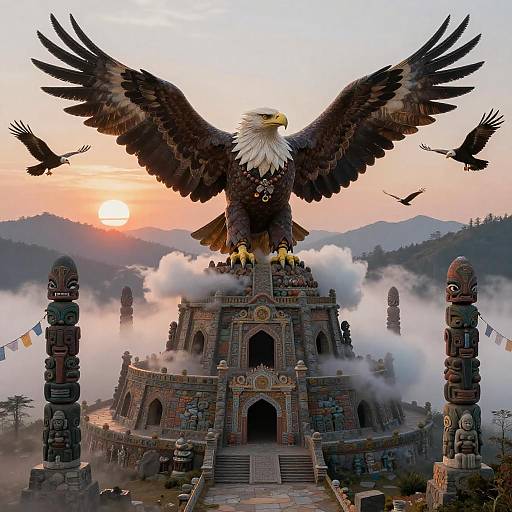 Majestic Eagle-Headed Shaman Wallpaper