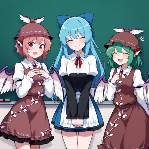 Charming Girls with Bird Wings and Hats