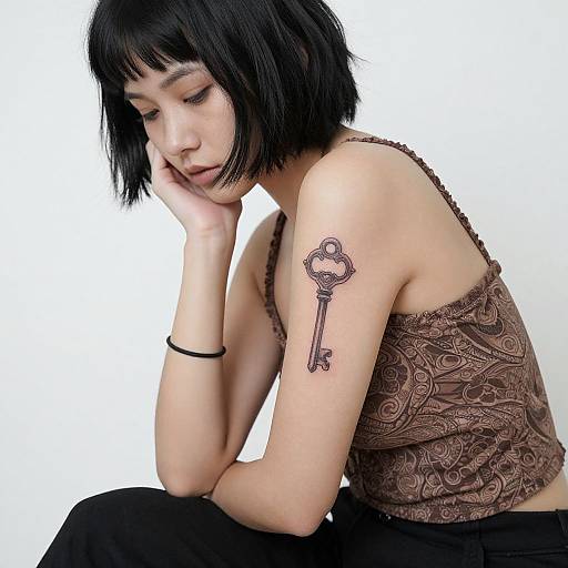 Young Woman with Key Tattoo