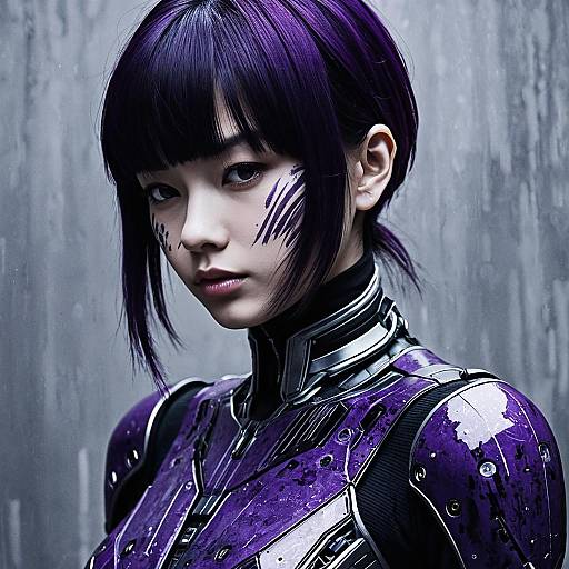 Synthetic Android Artist in Dystopian Portrait