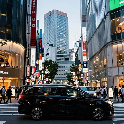 Neon Tokyo Street with Sleek Car