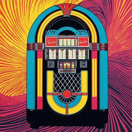 Vintage Jukebox Artwork with Psychedelic Background