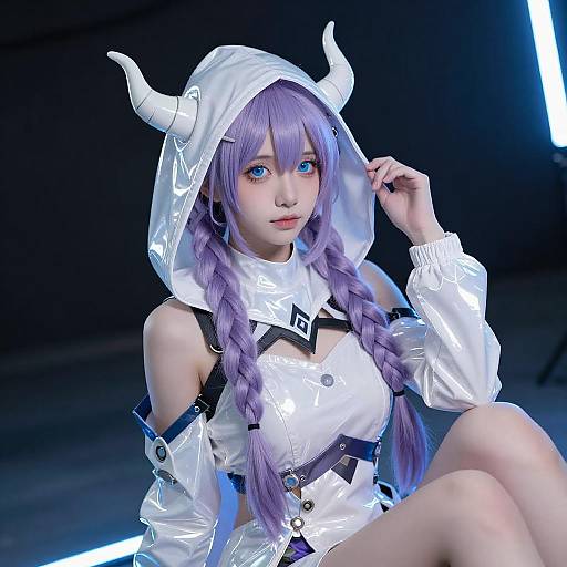 Futuristic Lavender-Haired Cosplay Portrait