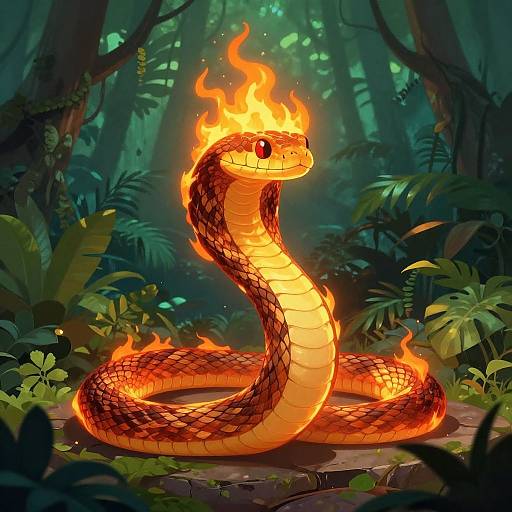 Fiery Serpent in Lush Jungle
