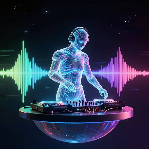 Retro-Futuristic AI DJ Album Cover
