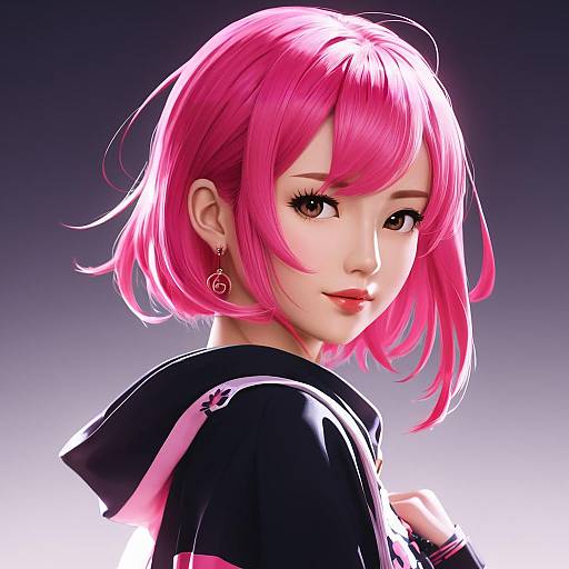 Colorful Pink-Haired Miko Wallpaper