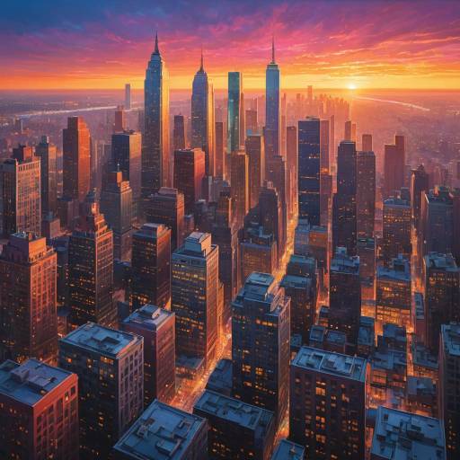 Vibrant Sunrise Cityscape in Excitement