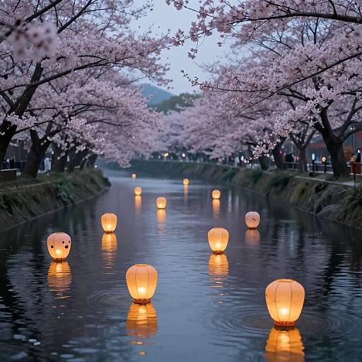 Whimsical Lanterns Over Twilight River