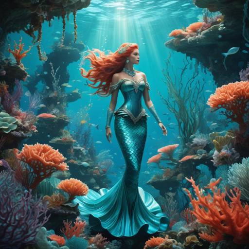 Regal Mermaid Queen in Mystical Underwater Realm