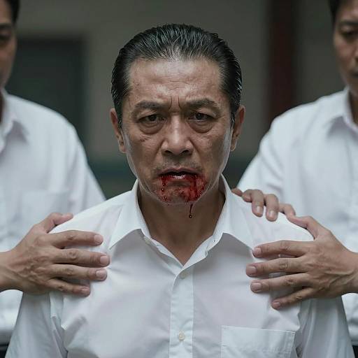 Intense Scene with Middle-Aged Man