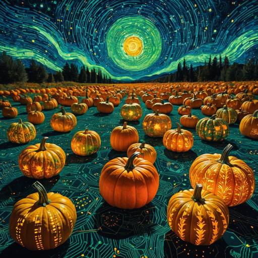 Van Gogh Style Cosmic Kaleidoscopic Pumpkins