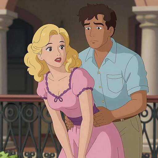 Elegant Couple with Ornate Background