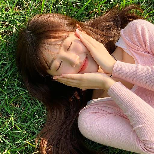 Serene Young Woman Relaxing Outdoors