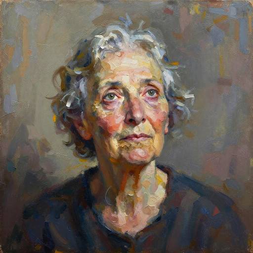 Avant-Garde Oil Painting of Elderly Woman