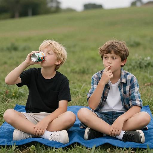 Two Young Boys Enjoying Nature
