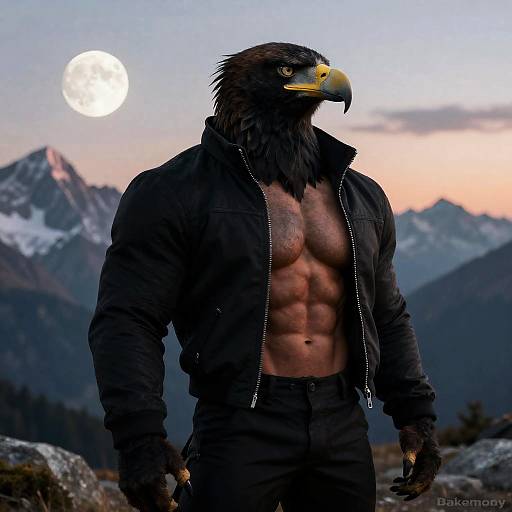 Muscular Anthro Eagle at Himalayan Sunrise