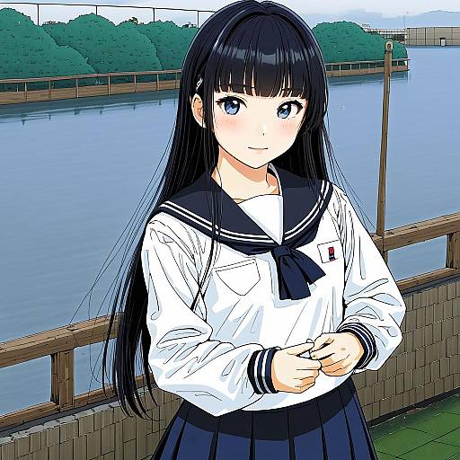 Illustration of Akebi komichi, akebi-chan no serafuku in the style of Abe yoshitoshi