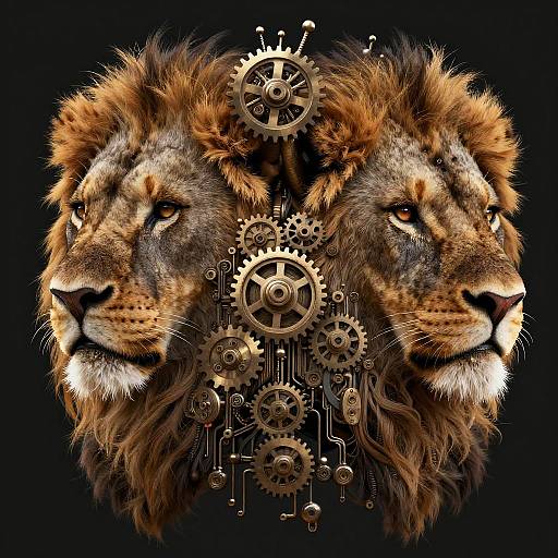Steampunk Lion: Nature Meets Machine