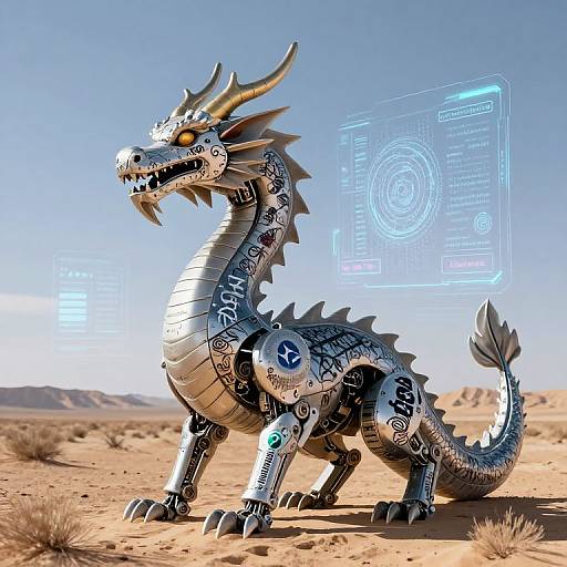 Cybernetic AI Dragon Sculpture