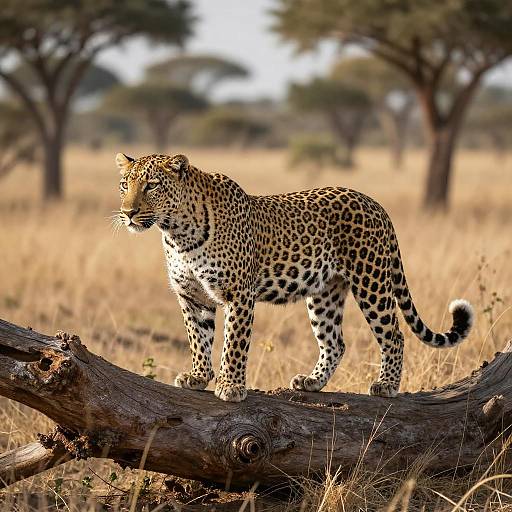 Majestic Leopard on a Savanna Tree