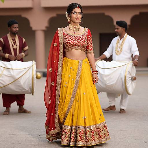 Vibrant Nagada Sang Dhol Dance Costume