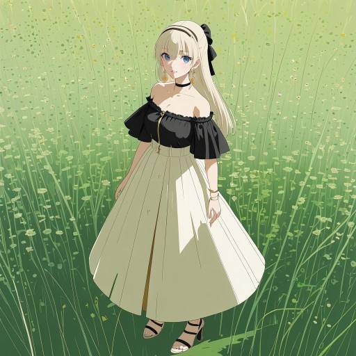 Serene Girl in Meadow with Style