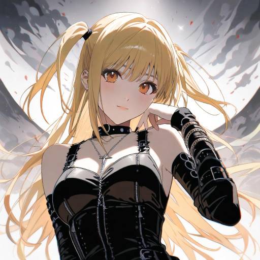 Illustration of Amane misa, death note in the style of Ningen (ningen96)