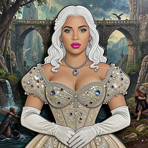 Detailed Gothic RPG Character Line Art