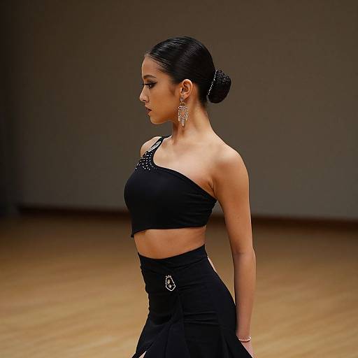 Asymmetrical Dance Costume with Jewelry