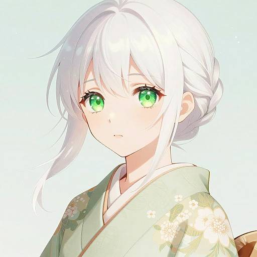 Ethereal Anime Girl in Traditional Kimono