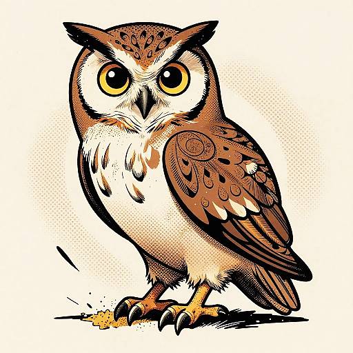 Anthropomorphic Owl Comic Illustration