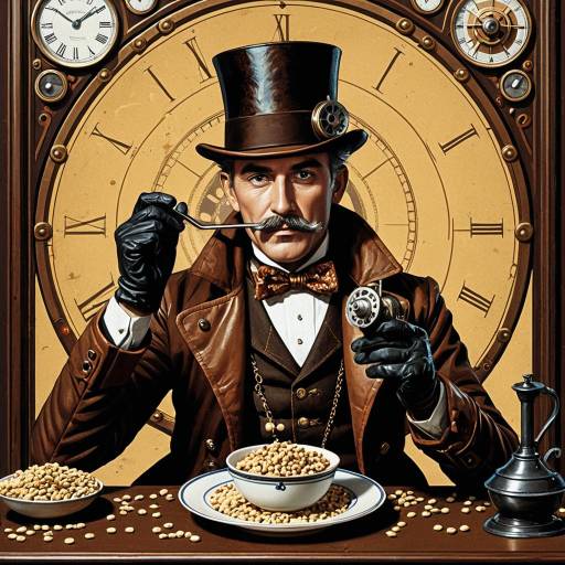Steampunk Gentleman Eating Cereal