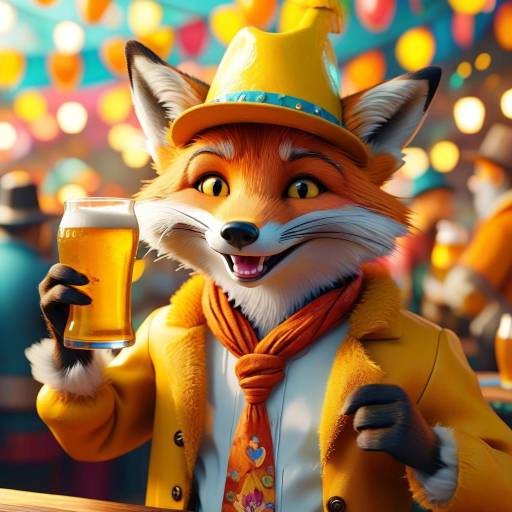 Playful Cartoon Fox at Colorful Carnival