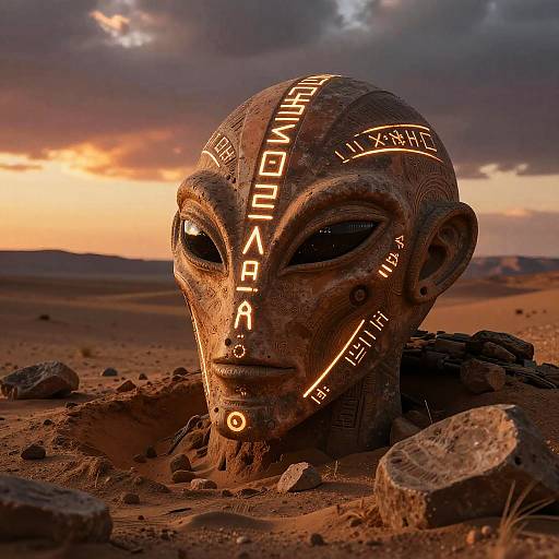 Ancient Alien Artifact with Glowing Runes