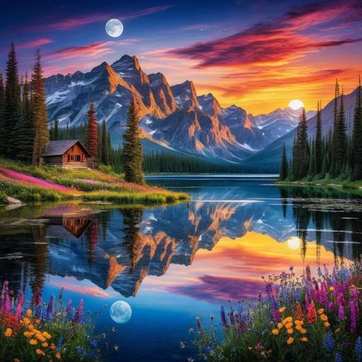 Mystical Sunset Over Mountains Wallpaper Mystical Sunset Over Mountains Wallpaper